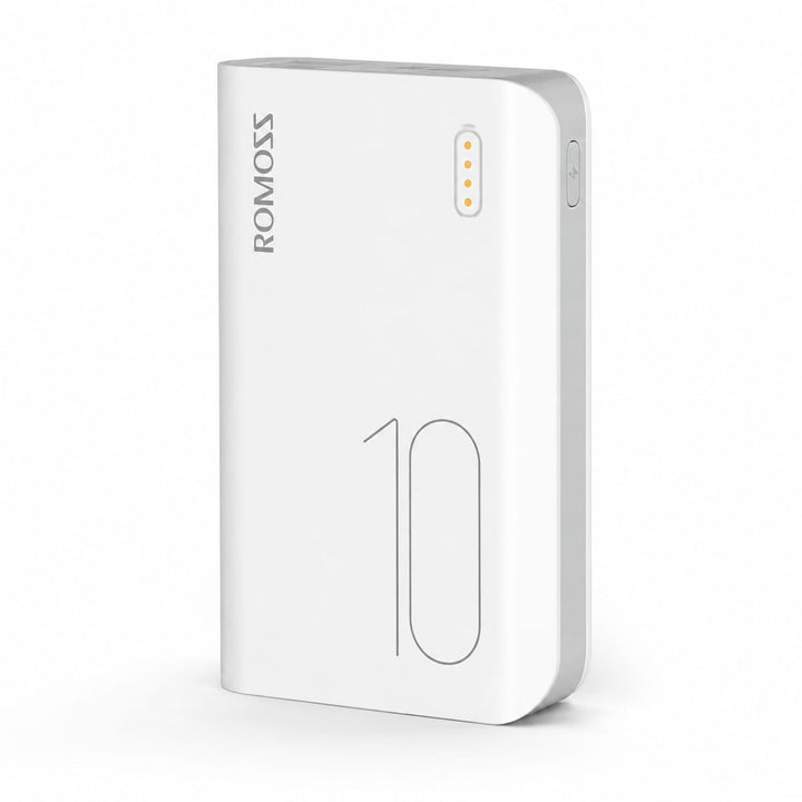 Romoss Simple 10 10000mAh white power bank with dual USB outputs