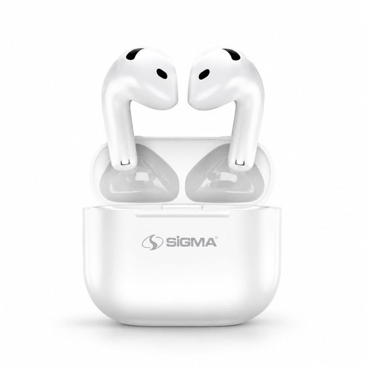 SIGMA Air Pro4 wireless earbuds with portable charging case