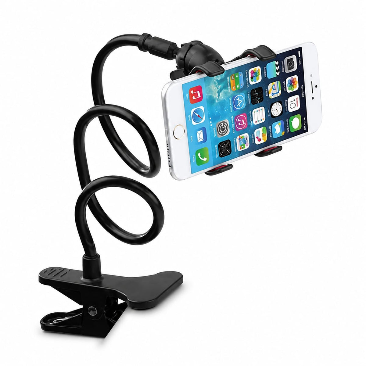 Flexible Gooseneck Phone Holder with Clamp Base and Adjustable Smartphone Cradle
