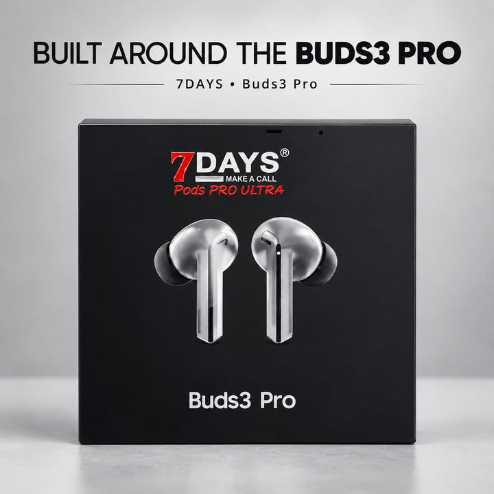 7Days Buds3 Pro black TWS wireless earbuds with charging case