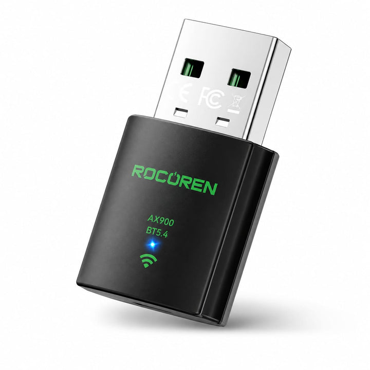 Rocoren AX900 WiFi 6 Bluetooth 5.4 USB Adapter Dual Band 2.4GHz & 5GHz