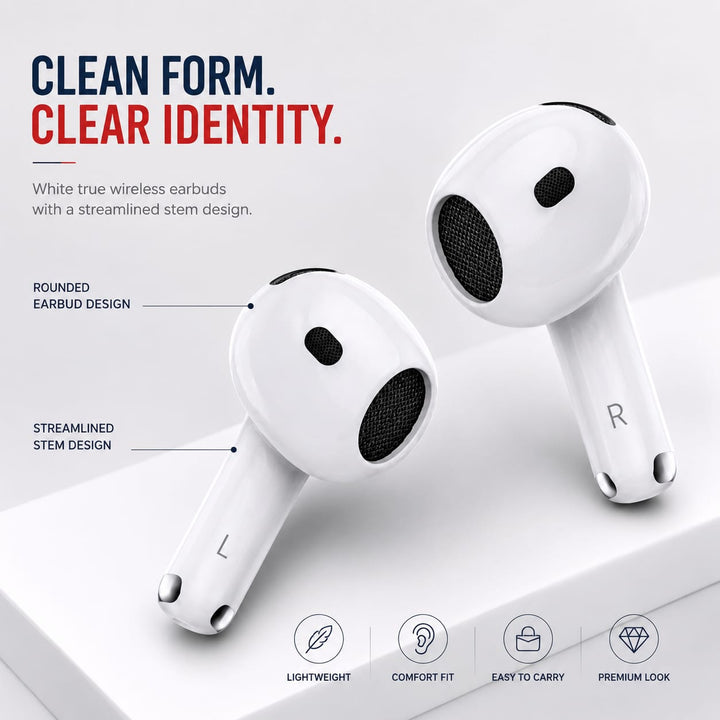 7DAYS Ear Joy PRIO 4 white true wireless earbuds with USB charging case