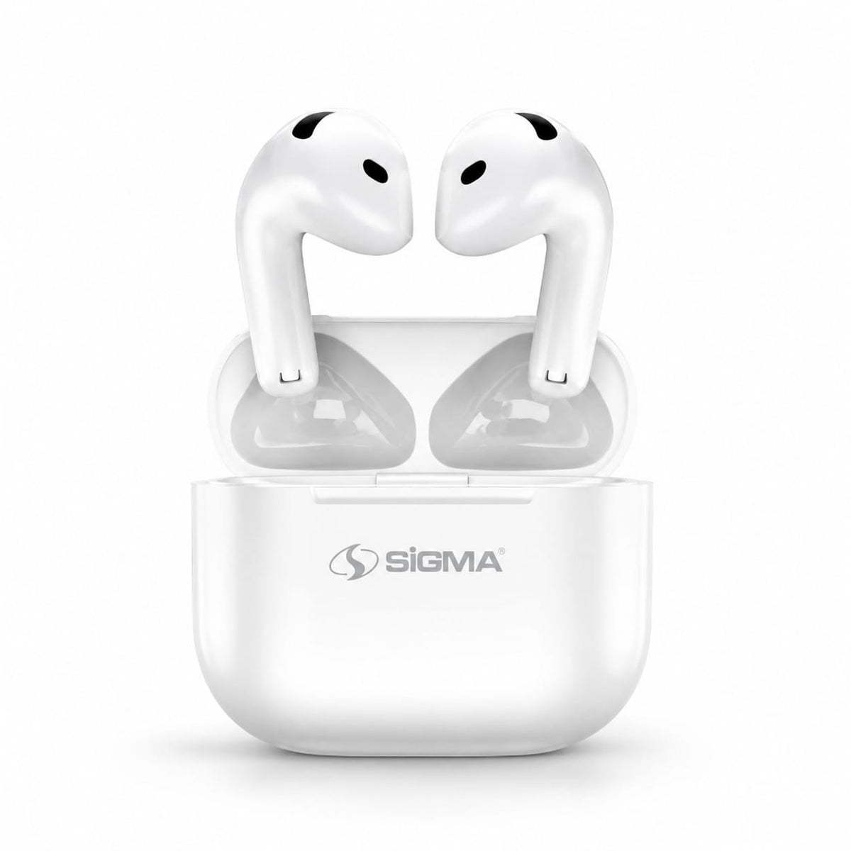 SIGMA Air Pro4 wireless earbuds with portable charging case