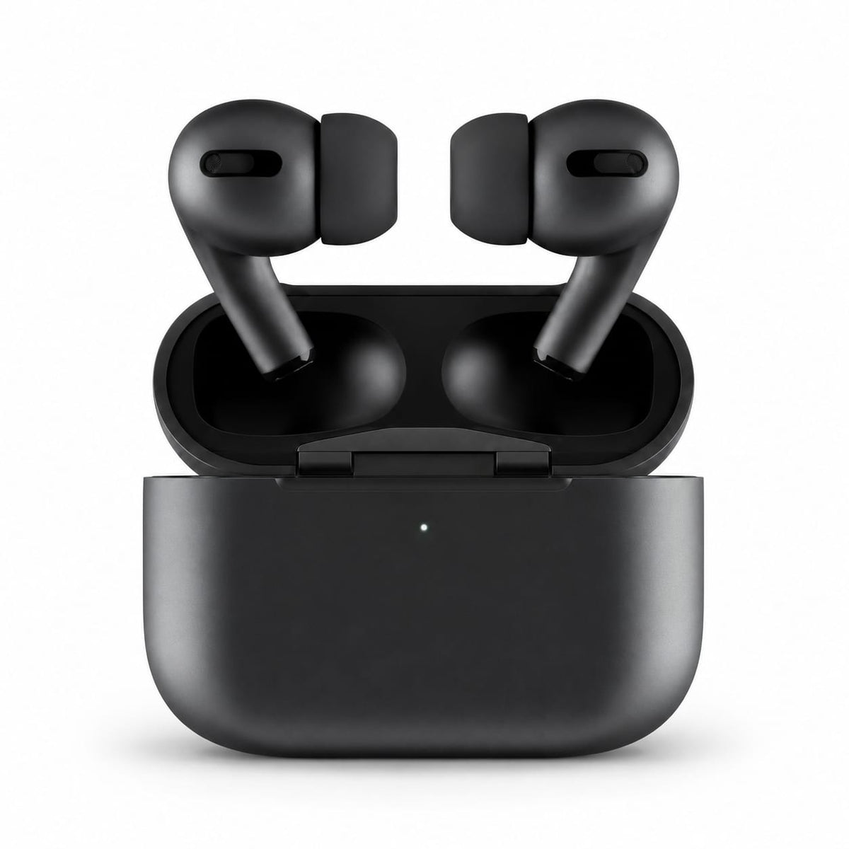 Black AirPods Pro style TWS wireless earbuds with charging case