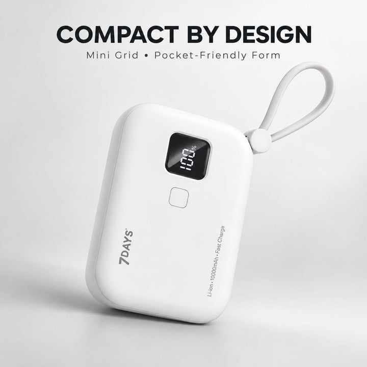 7DAYS Mini Grid 10000mAh white portable power bank
