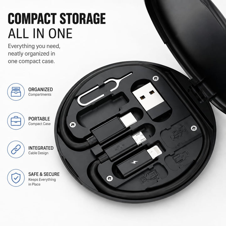 5-in-1 Universal 60W Charging Data Cable Set with Adapters and Storage Case