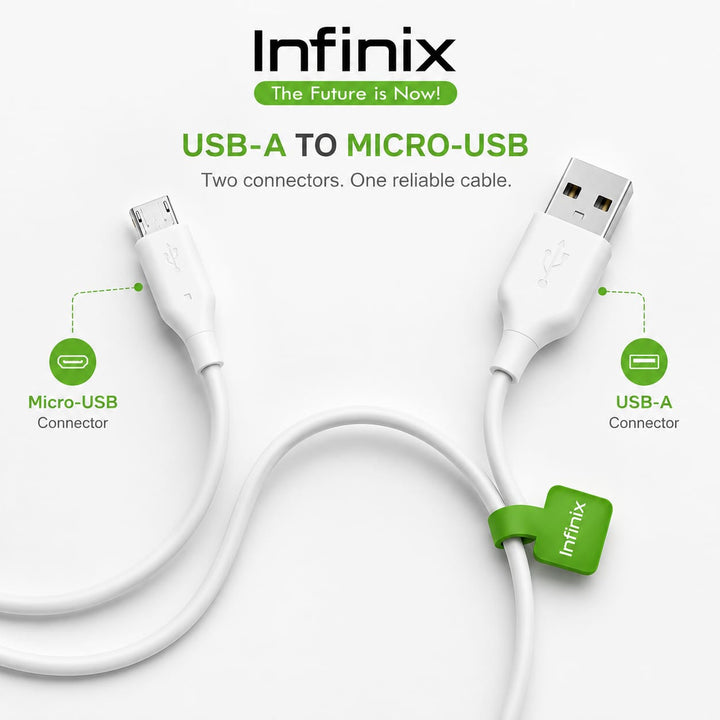 Infinix Micro USB charging and data cable 1 meter in white