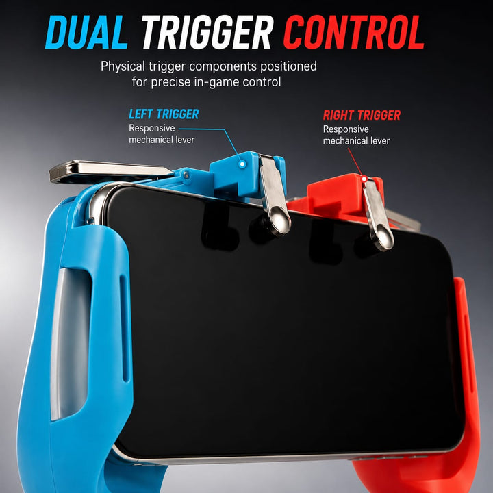AK-16 mobile gaming controller grip with L1R1 mechanical triggers for Android and iOS smartphones