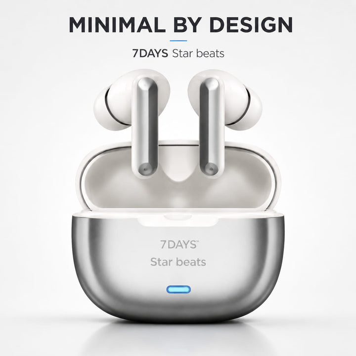 7Days Star Beats TWS wireless earbuds with charging case in white
